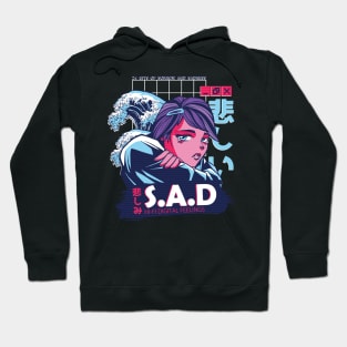 Japanese Sad Girl Anime Vaporwave Art Style Hoodie